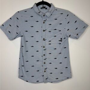 Hooké fish novelty Print chambray Button-Up Shirt size 12